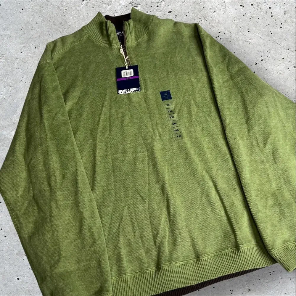 Caribbean Joe Pullover Sweater Sweatshirt Golf 1/4 Zip Men's Reversible Size XXL
